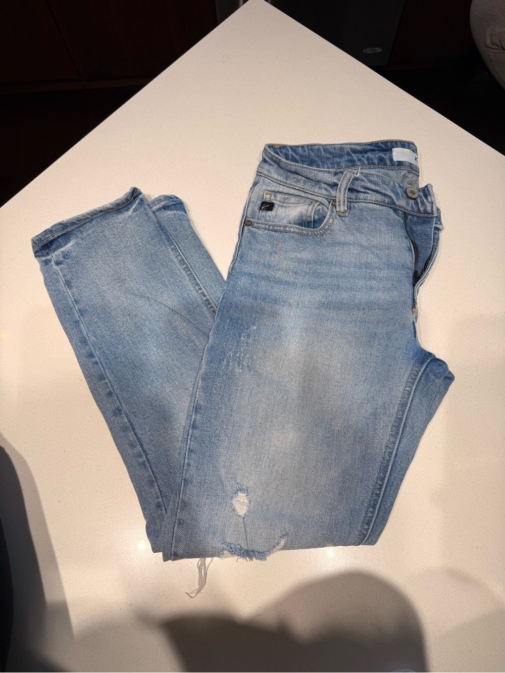 KanCan Light Blue Straight Leg Jeans with Subtle Distress
